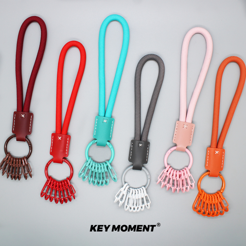Trendy Colorful Wrist Lanyard Keychain Detachable for Guesthouse Home Management Multi-Ring Buckle Classification Keychain Practical