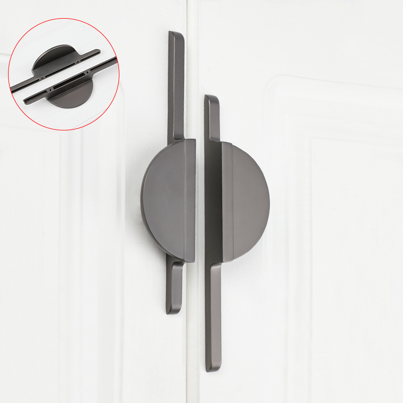 Modern minimalist personality creative cabinet door handle bath cabinet cabinet Golden Grey Handle Round Pair of Wardrobe Doors