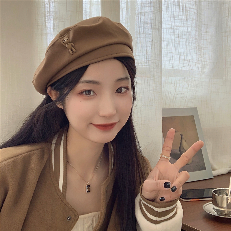 小熊狙击~日系贝雷帽女春夏薄款复古卡通可爱百搭时髦气质画家帽详情10
