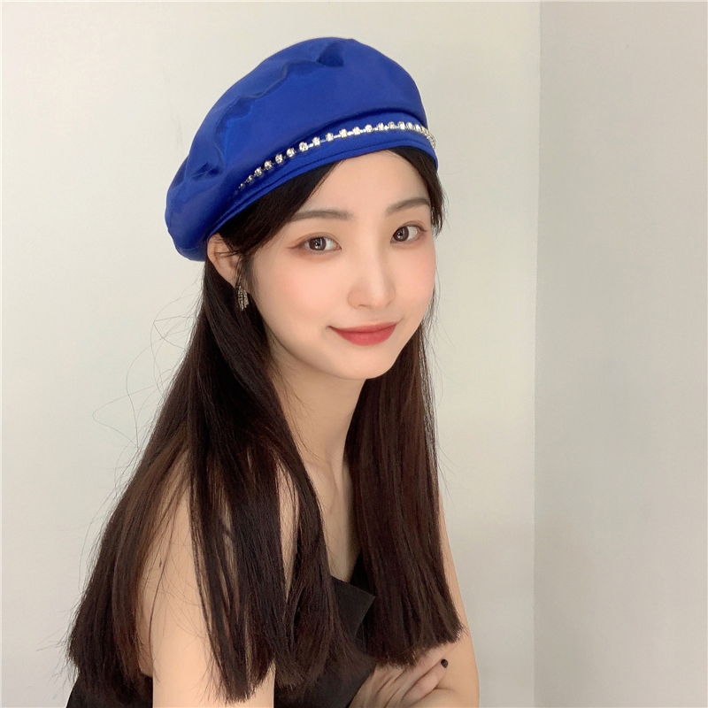 心机拉满~水钻轻薄透气贝雷帽女日系复古蝴蝶结优雅时髦画家帽潮详情12