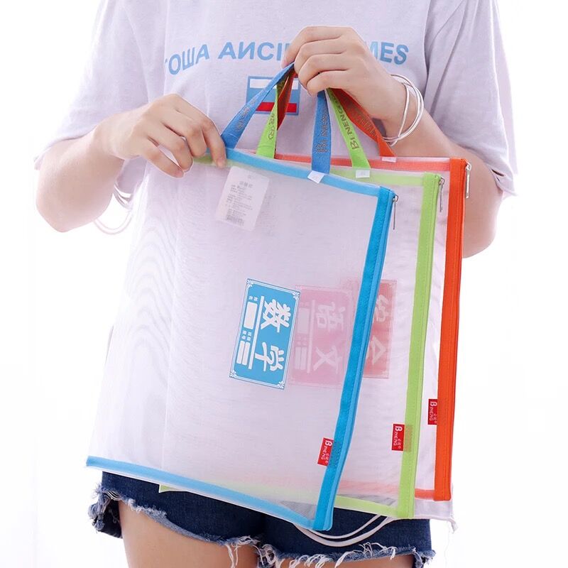 Must be able to student subject classification bag A4 gauze net transparent zipper file bag portable tutorial bag file bag test paper bag