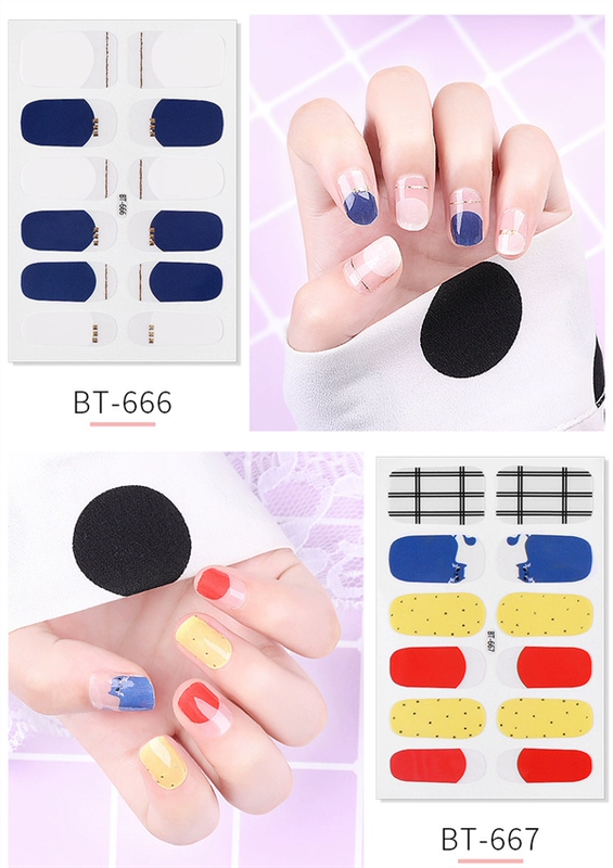 Dán móng tay đầy đủ nhãn dán Hyuna nhãn dán Pháp Frangipani Daisy Nail Polish Sơn móng tay Nail Film Nail Sticker - Sơn móng tay / Móng tay và móng chân