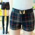 Quần short len ​​nữ mùa thu đông 2018 mới mặc dày kẻ sọc nữ mùa đông quần dài mùa đông quần ống rộng thủy triều