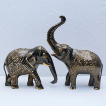 Copper elephant ornaments Lucky Feng Shui elephant Living room decorations Lucky elephant Pakistani bronze pure copper pair of copper elephants