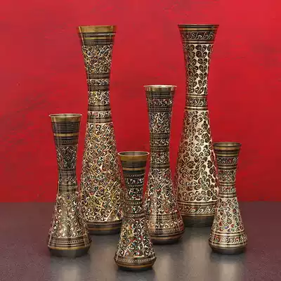 Copper Vase ornaments home TV cabinet craft gifts decoration brass office insert dry flower dining room soft decoration pair