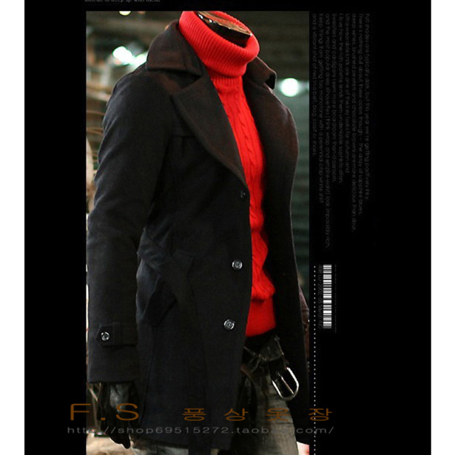 New men's men's thick warm cashmere coat single-breasted mid-length single-breasted slim coat L214-2