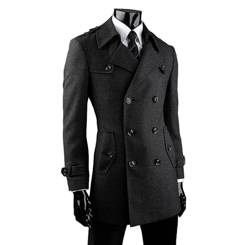 Шерстяной плащ в английском стиле, пальто, длина миди, облегающий крой, в корейском стиле