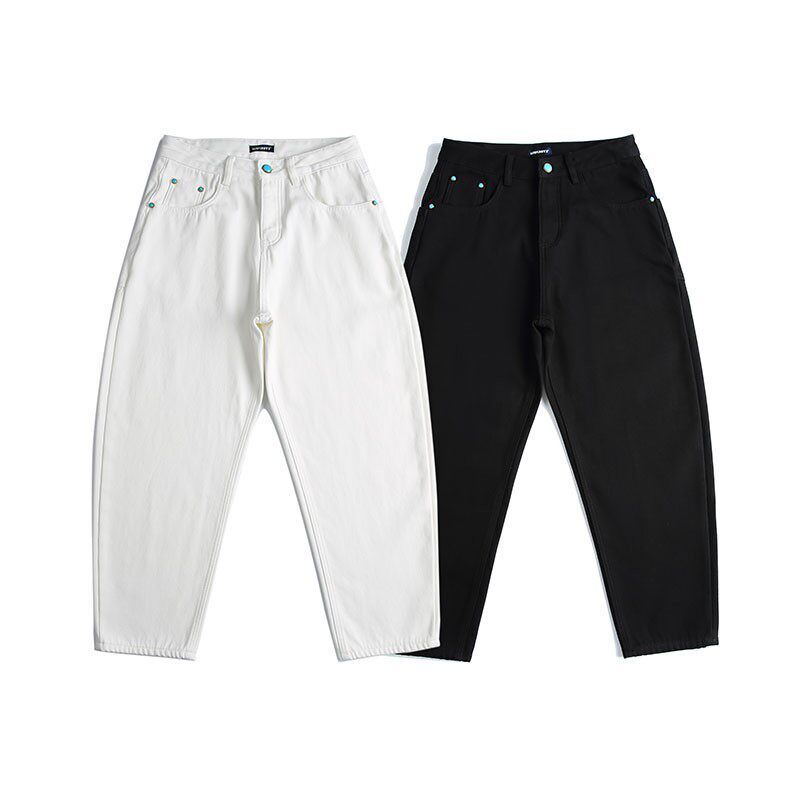 So Cool! Three-Proof White Denim】Washed Twill Cotton, Three-Dimensional Cutting, New Heavy-Duty Spring Curved Knife Jeans for Men and Women