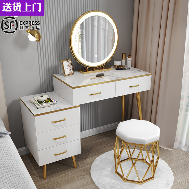 Simple dresser light luxury net red ins dresser table Nordic storage cabinet integrated princess imitation marble makeup table