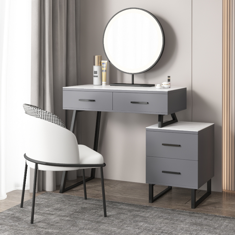 Nordic light lavish full solid wood Makeup Bench Containing Cabinet Integrated Net Red Ins Brief Modern Bedroom Make-up Bench Glass