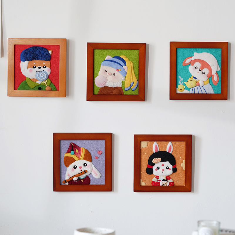 Wool Felt Sheep Felt Diy Handmade Material Bag Solid Wood Photo Frame Painting Flat Swing Table Homemade Home Decoration Gift