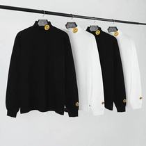 Tide brand Drew Smiley beauty tide street trend Solid color turtleneck embroidered long-sleeved t-shirt Justin Bieber with the same