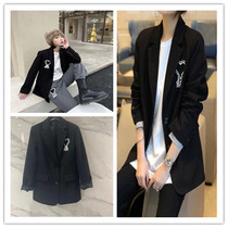 Tide brand AMI 2021 early spring new love embroidery black casual blazer fashionable silhouette suit women