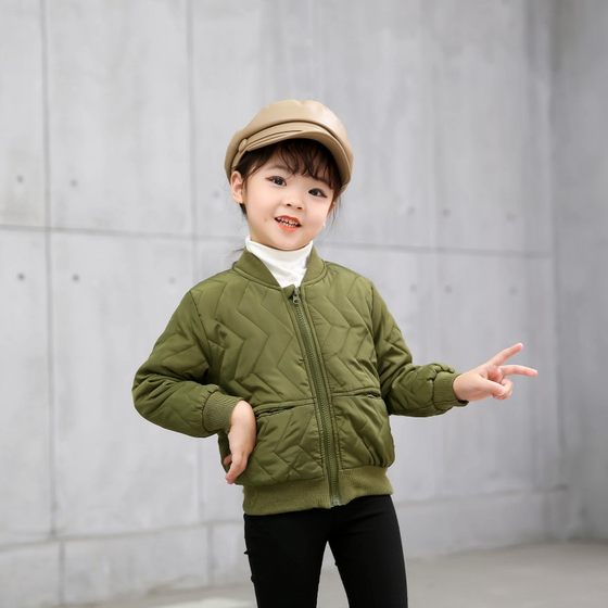 Maternal mother's baby jacket jacket autumn and winter boys and girls stand-up collar thin cotton clothing zipper shirt baseball clothing quilted thickened