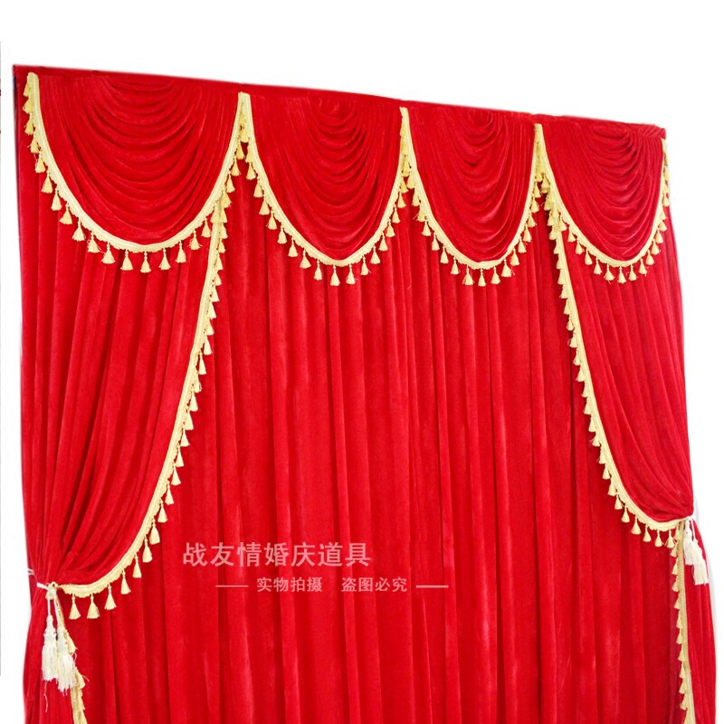 New wedding background gauze curtain head gold velvet stage background gauze curtain wedding decoration curtain