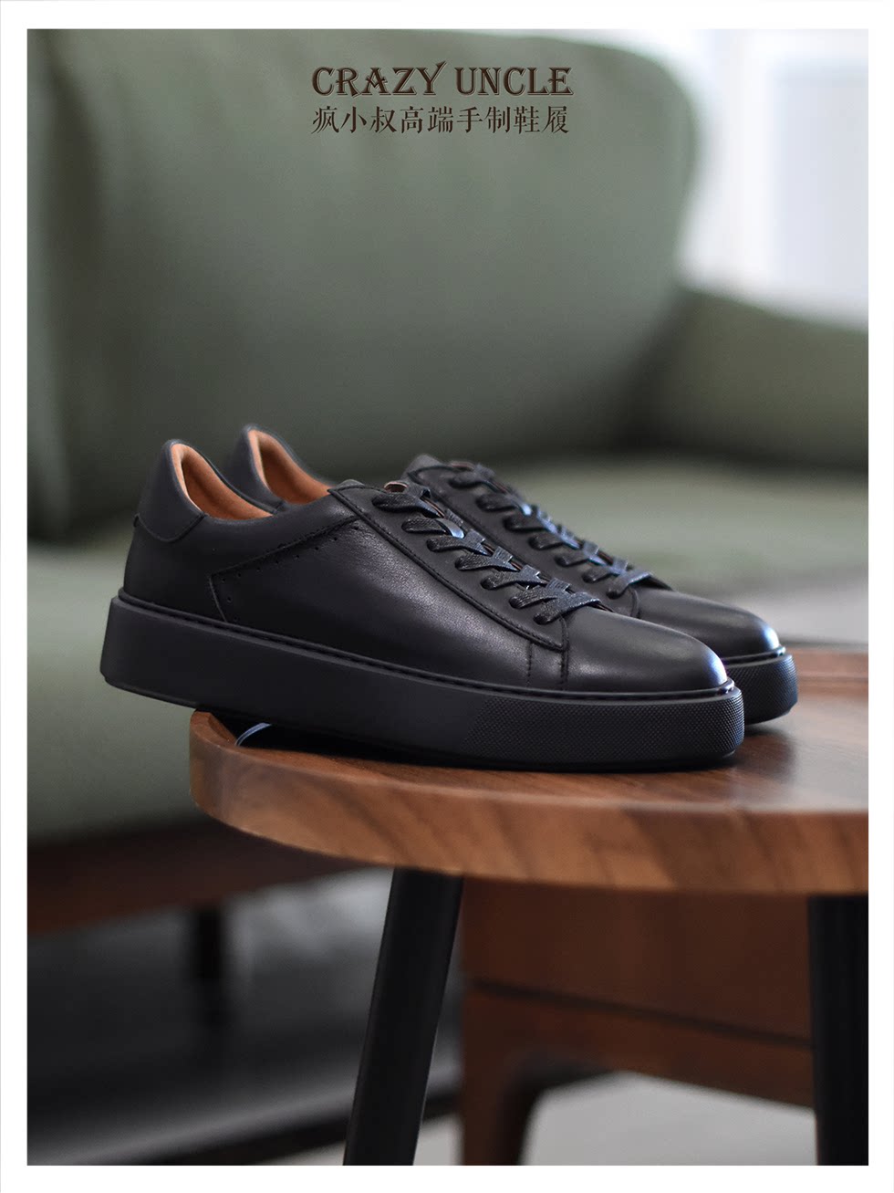 Baskets Plateforme Homme en Cuir Véritable Semelle Épaisse Style Casual