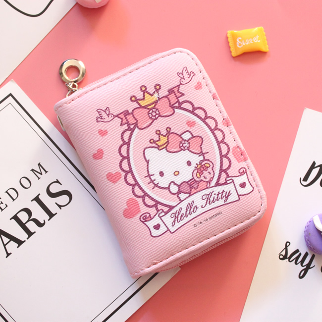 Ví ngắn dây kéo ngắn hoạt hình dễ thương hello kitty Hello Kitty nhỏ tươi nữ sinh viên ví tiền - Ví tiền clutch nữ