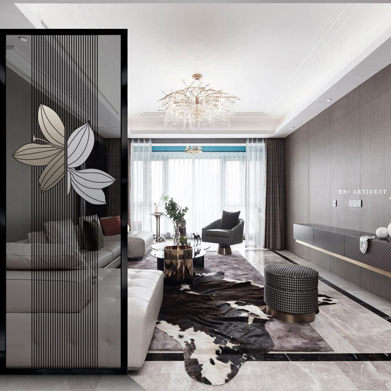 Modern minimal art glass screen wind decorated transparent introduction to the living room bedroom dressing room partition wall