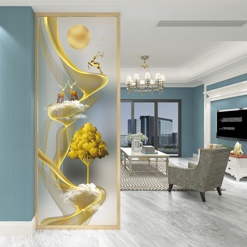 Art glass screen modern minimal household living room washing basin partition decoration porch background wall grinding process