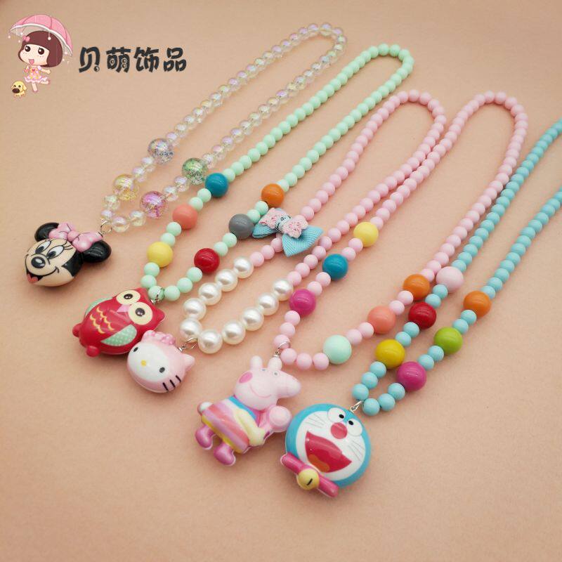 2022 Girl Ornaments Children Necklace Luminous Cartoon With Light Sweater Necklace Girl Birthday Gift Colored Beads