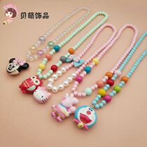 2021 girls jewelry children necklace luminous cartoon with lamp sweater chain girl birthday gift colored beads