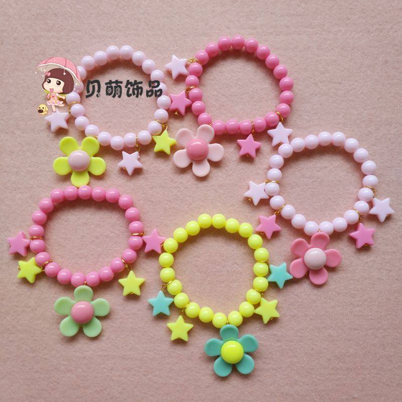 Han Edition Children Handmade Candy Color Flowers Color Pearl Gift Girl Cute Fashion Acrylic Ornaments Clothing Accessories