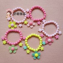 Korean childrens bracelet candy color flower colored beads gift girl cute fashion acrylic jewelry clothes accessories