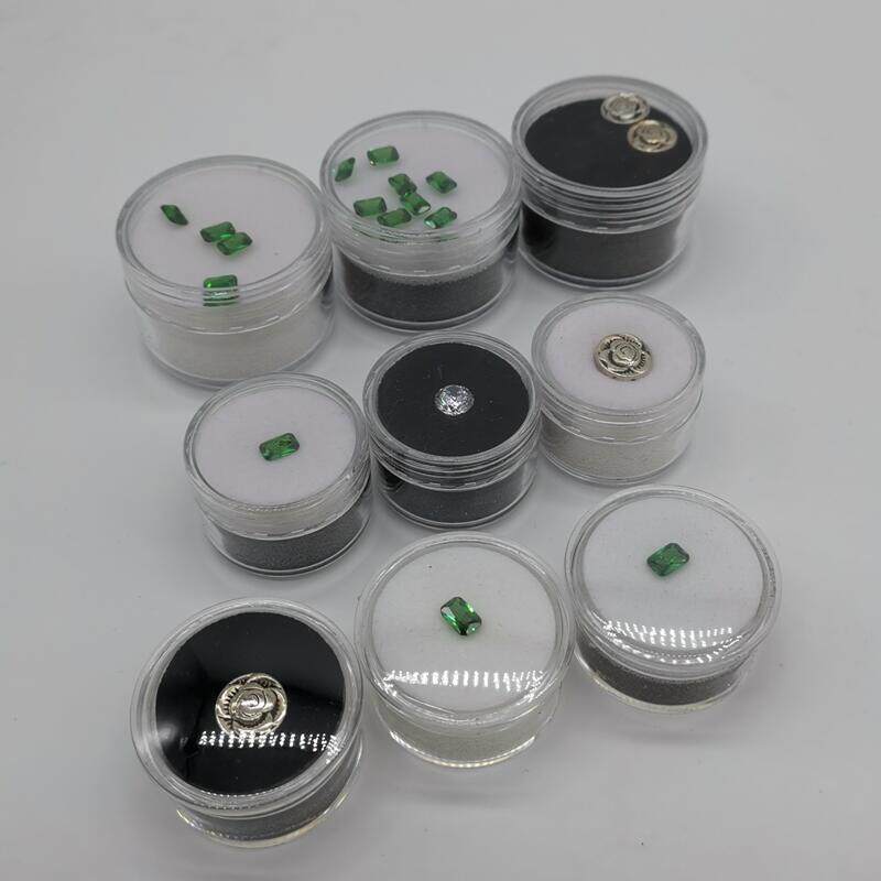 Naked diamond box transparent round-nosed jewelry jewelry display of gemstone sample plastic black and white