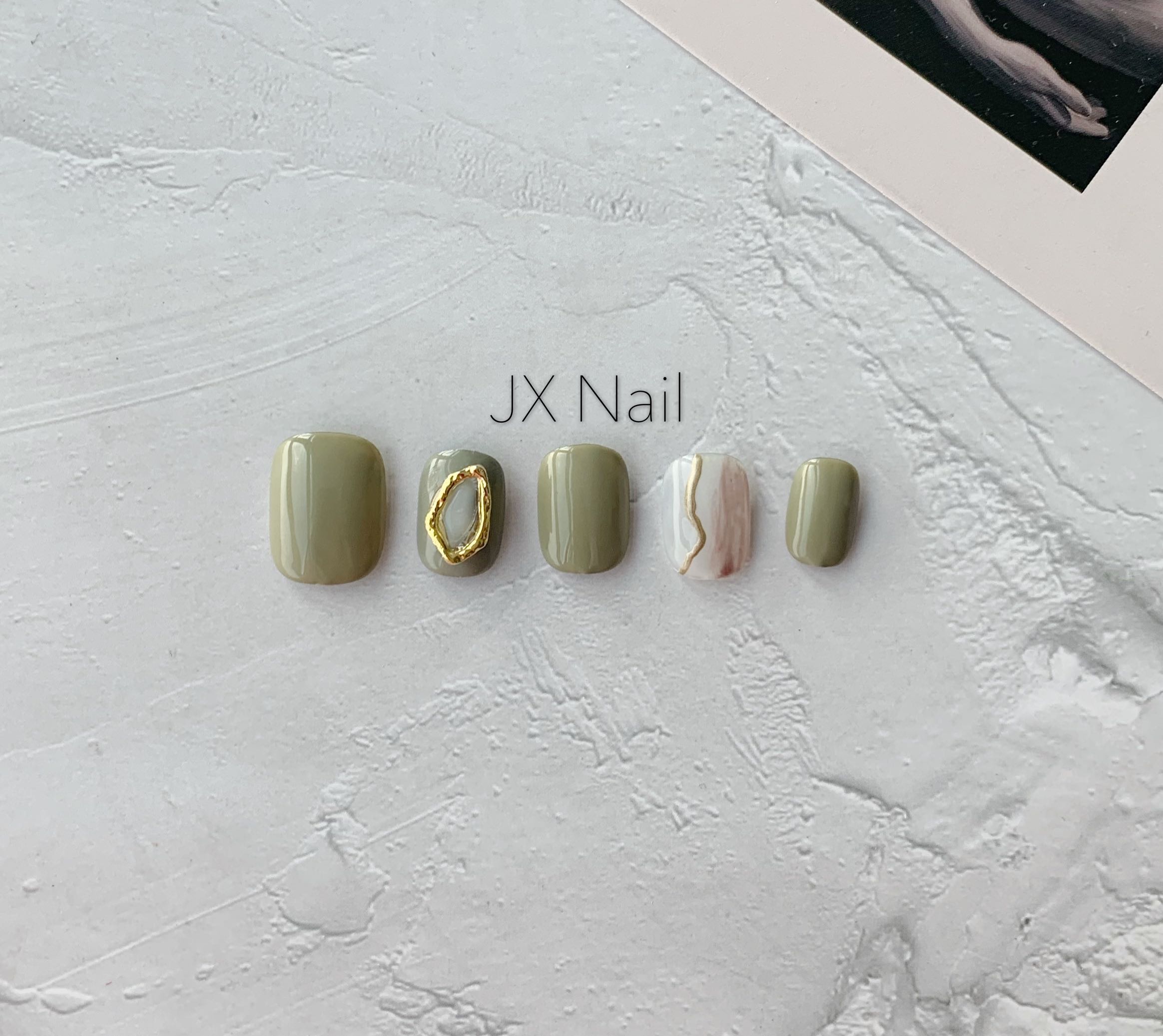 Manicure film finished product handmade phototherapy wear nail avocado green fake nail sticker Japanese girl whitening summer disassembly