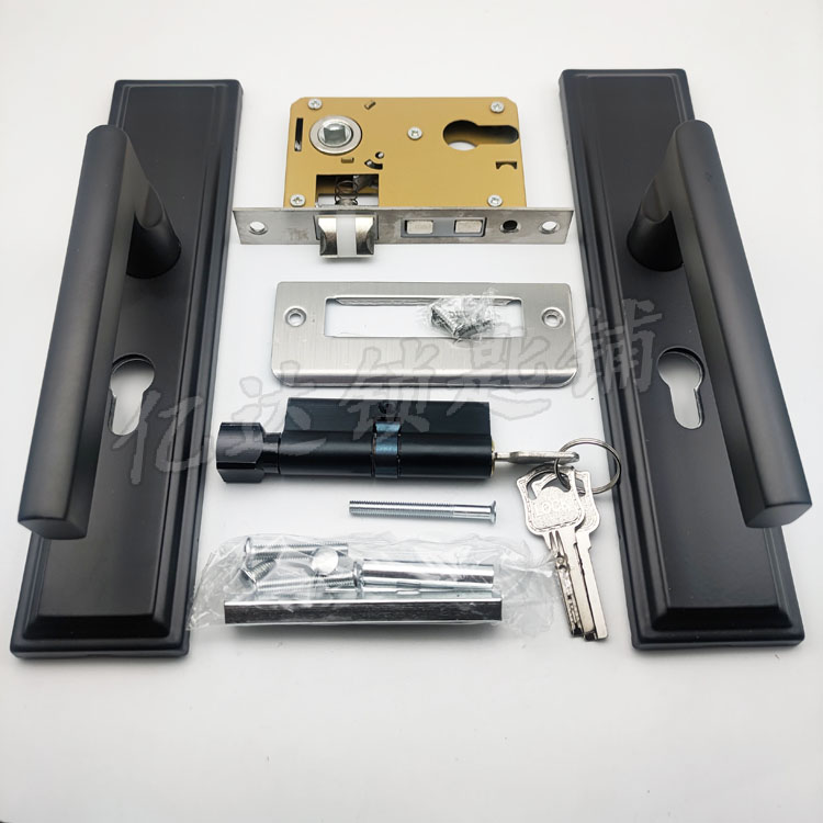 (S018) No. 9 adjustable black full set of indoor door lock horizontal wood door room door handle lock handle lock-Taobao