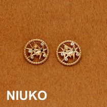 NIUKO delicate metal decoration button starlight water drill button buckle Golden High-end Clothing DIY Sweater Buttoned