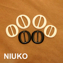 NIUKO accessories oval black and white resin waist buckle Japanese word buckle big windbreaker DIY clothing corner knot buckle