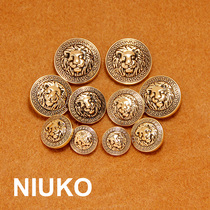 NIUKO retro gold metal big coat button delicate lion Inn wind fashion upscale button son accessories buckle