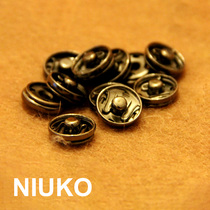 NIUKO accessories dark buckle Handmade DIY hand-sewn gun-colored copper metal snap buckle Stainless steel mother-and-child buckle Invisible button