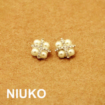 NIUKO clothing accessories Pearl White silver rhinestone metal button knitted shirt high-end button exquisite buckle