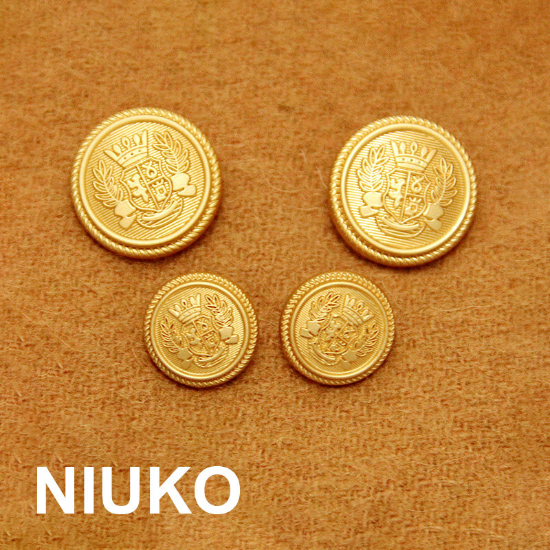 NIUKO clothing accessories high-end sub-light gold metal buttons Delicate Suit Buttoned Crown Badge Buttons