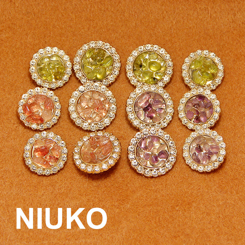 NIUKO new jade rhinestone coat button fashion metal coat button high-end clothing accessories female button