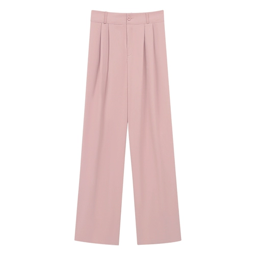 Костюм, летние штаны, размер, эластичная талия, изысканный стиль, высокая талия, свободный прямой крой