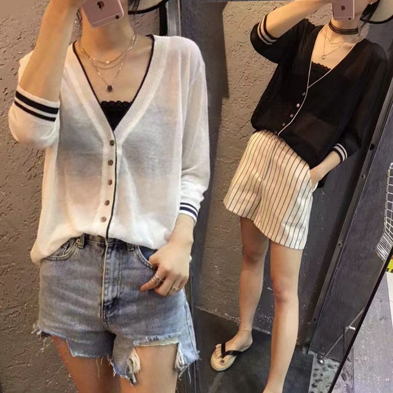 2021 summer large size women's Joker slim Ice Heart Machine V collar base shirt fat sister knitted T-shirt shirt top women