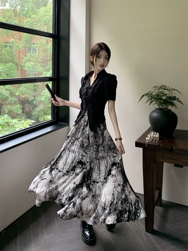 Комплект, летняя рубашка, дизайнерская юбка, китайский стиль, тренд сезона