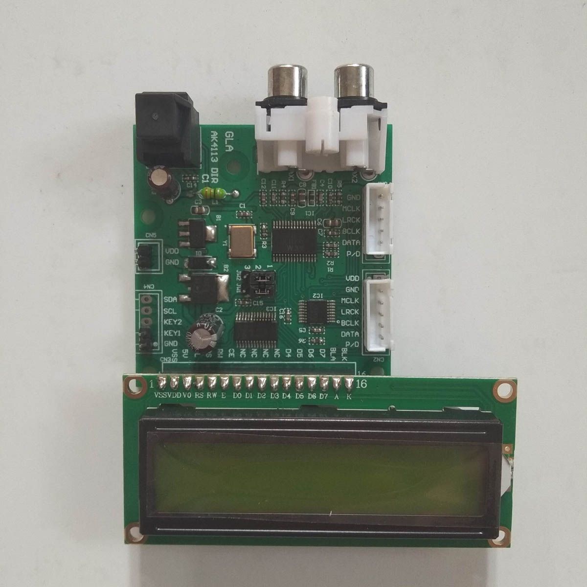 AK4113 fiber optic coaxial I2S input to I2S output digital receiver board soft control sampling display