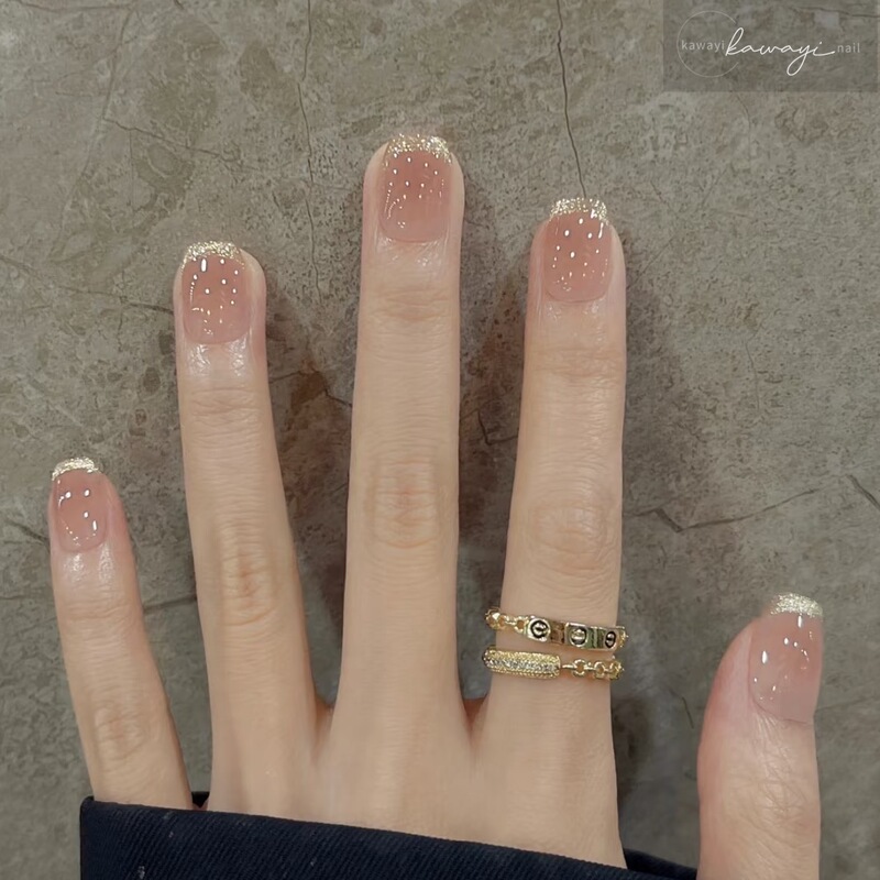 Short French Cat-Eye Style Simple Daily Wear Nail Stickers Fake Nails Removable 2025 New Model H5