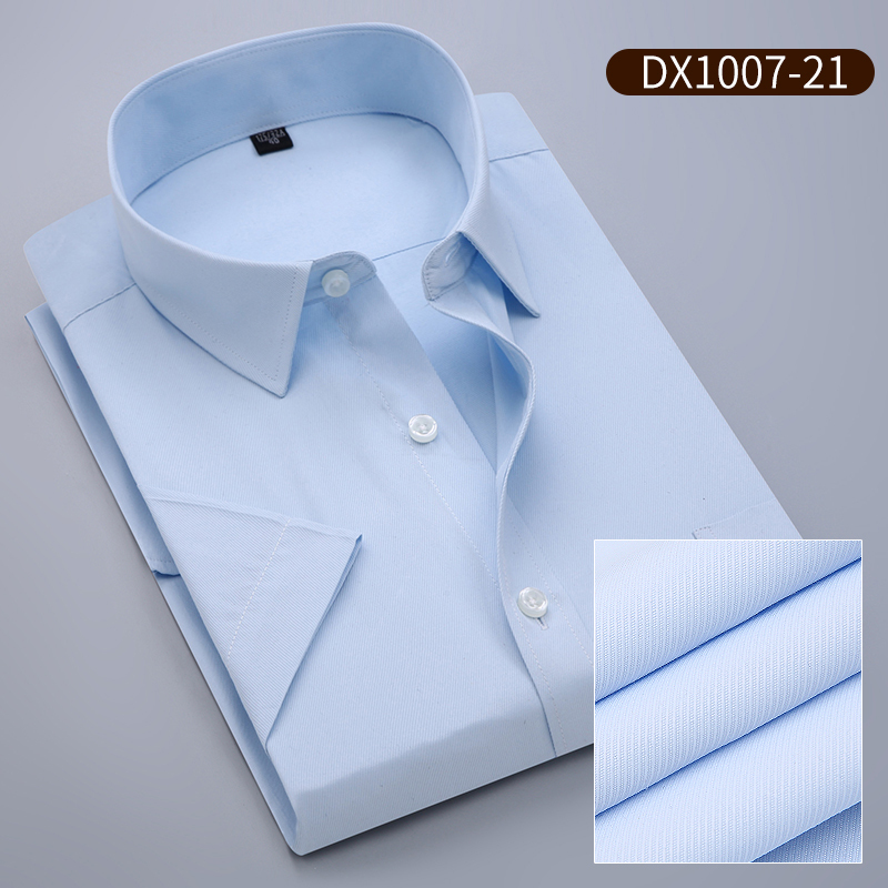 Summer White Shirt Men's Short-Sleeved Youth Business Professional Workwear Formal Blue Twill Shirt Men's Shirt Work Clothes