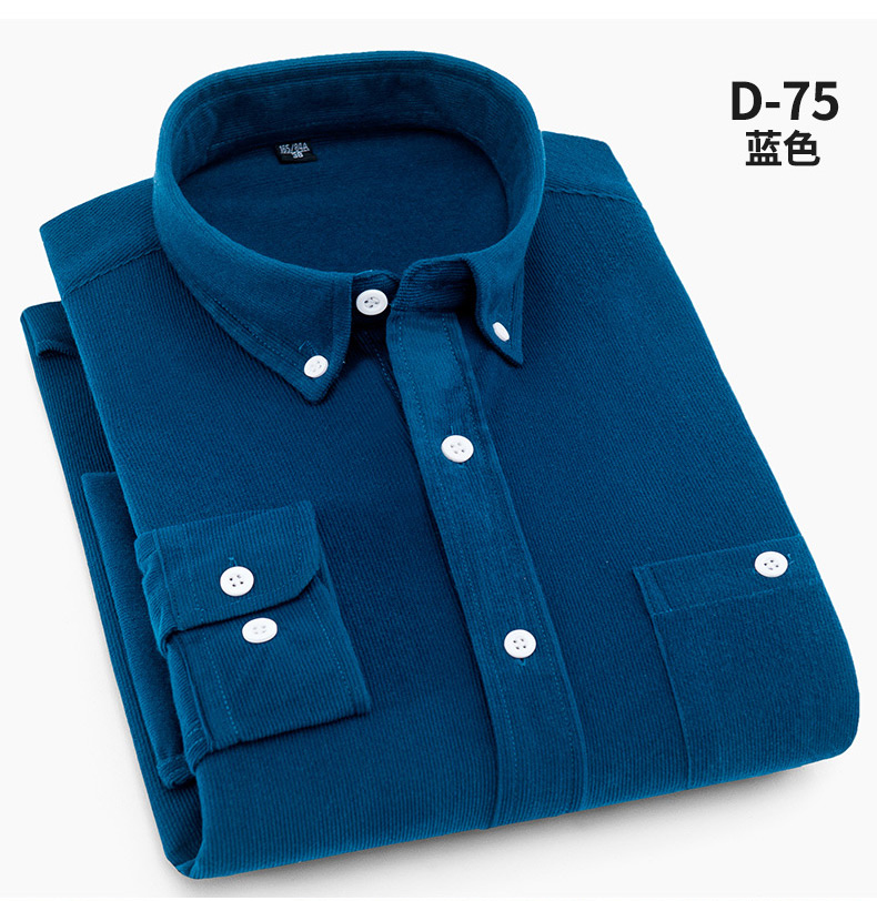 Khóa cổ áo mùa thu rượu vang đỏ áo sơ mi nam vải nhung kẻ nóng nam retro thủy triều rắn màu dài tay thường áo kẻ caro nam