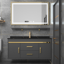  Modern light luxury Smart mirror cabinet Bathroom rock board Bathroom cabinet Hand wash basin Wash basin cabinet Combination sink