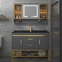  Bathroom gray floor-to-ceiling bathroom cabinet Light luxury rock board Smart mirror cabinet Wash face pool wash basin cabinet combination