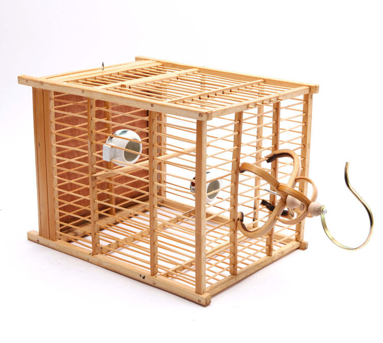 野比店長推薦~【木質鳥籠】四方繡眼小籠子手工竹籠上層清漆銹眼金絲雀