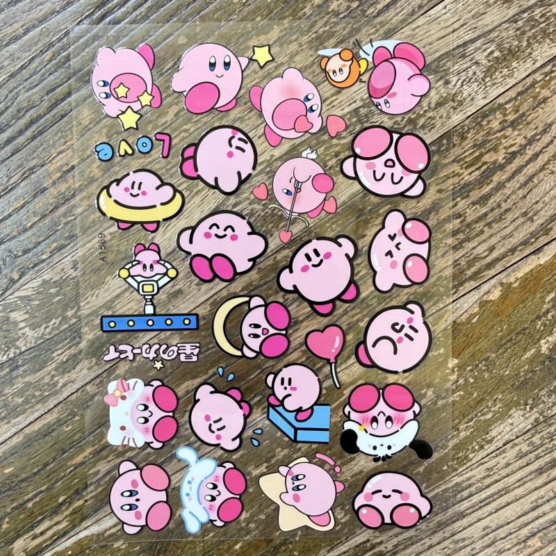 Kirby Uv Transfer Stickers for Planners, Water Bottles, Phones, Computers, iPad Waterproof and Wear-Resistant Decorative Stickers for Electric Vehicles and Helmets