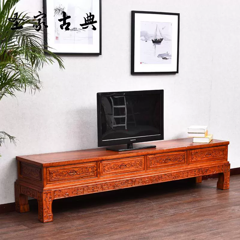 Phong cách Trung Quốc hiện đại bằng gỗ rắn phòng khách Tủ TV Nan Yumu Tủ sofa chạm khắc mới Tủ nghe nhìn đồ nội thất cổ ưu đãi đặc biệt - Buồng