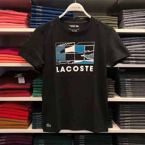 Lacoste, быстросохнущая спортивная футболка с круглым воротником